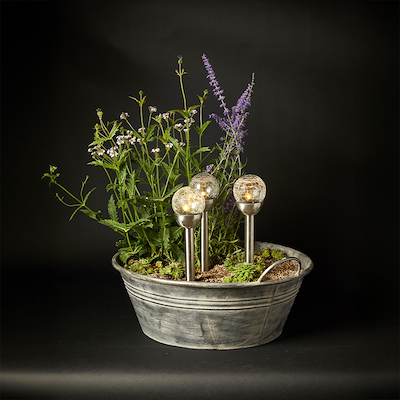 Solcelle kugler på spyd klar 3 stk