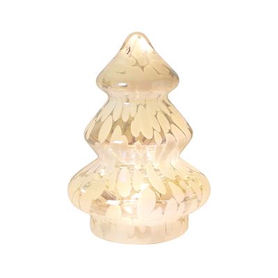 Juletræ hvid glas LED H 13 cm