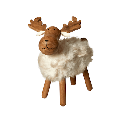 Elg med pels hvid H 26 cm