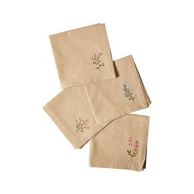 Mundserviet flora sandfarvet 4 stk. 40x40 cm