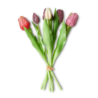 Kunstig tulipanbuket 7 stk. i rosa/lilla H31 cm.