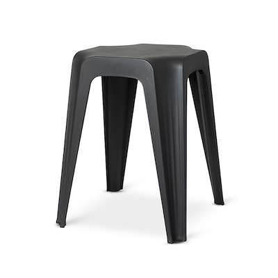 Skammel i plast med 4 ben 31,5X46 cm sort