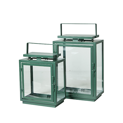 Lanternesæt firkantede 2 stk. grøn