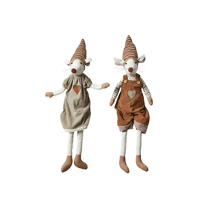 Julemus i fløjl H 70 cm - assorterede farver