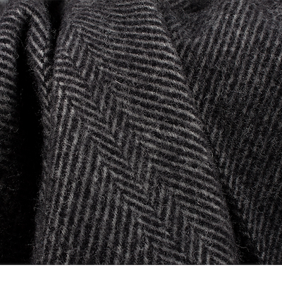 Arctic Herringbone Plaid uld sort 130x200 cm
