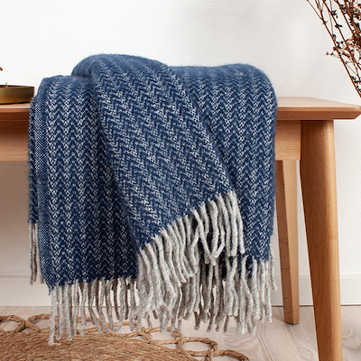 Nordisk Tekstil Odin plaid uld blå 130x200 cm