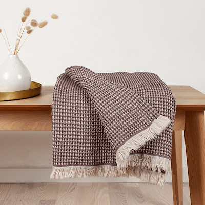 Arctic CARISMA waffle plaid i bomuld brun 130x180 cm