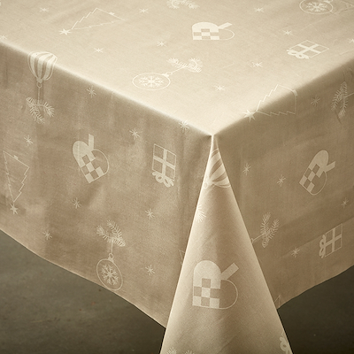 Nordisk Tekstil Juletid damask dug hørfarvet 140x270 cm