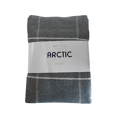 Arctic Chess plaid i bomuld grå/hvid 130x190 cm