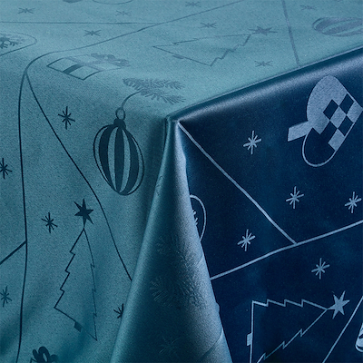 Nordisk Tekstil Juletid damask dug blå 140x270 cm