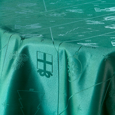 Nordisk Tekstil Juletid damask dug grøn Ø180 cm