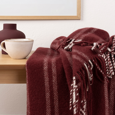 Arctic Asgård uldplaid vinrød 130x200 cm