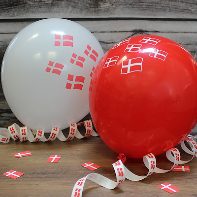 Haahr&Co. balloner med Dannebrog 8 stk.
