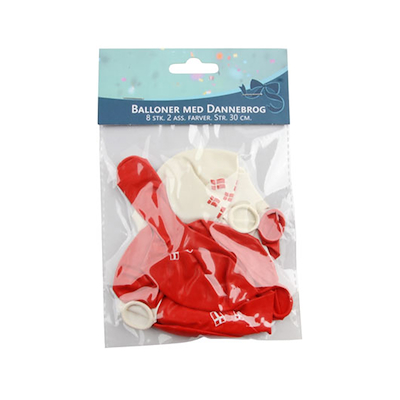 Haahr&Co. balloner med Dannebrog 8 stk.