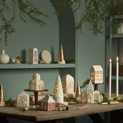 Kähler Nobili fyrfadsstage guld 30 cm