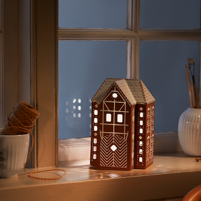 Kähler Gingerbread lyshus højhus brun H17 cm