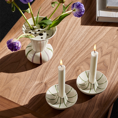 Kähler Signature lysestage grøn Ø11 cm