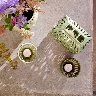 Kähler Orangery Spring Leaf lyshus H16 cm