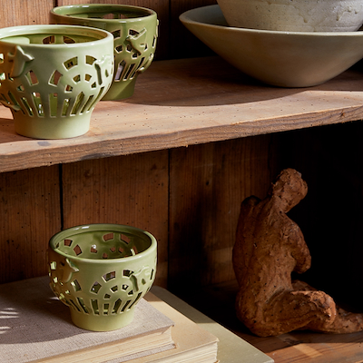 Kähler Orangery Green Garden fyrfadsstage Ø9,5 cm