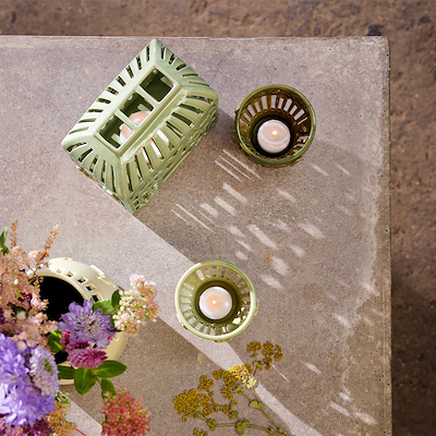 Kähler Orangery Spring Leaf fyrfadsstage Ø9,5 cm