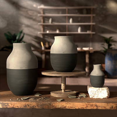 Kähler Omaggio Circulare vase  grå H20 cm