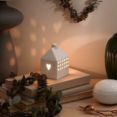 Kähler Urbania Red Barnet Hjerterum lyshus H12 cm