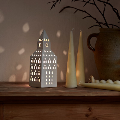 Kähler Urbania kirketårn lyshus hvid H20 cm