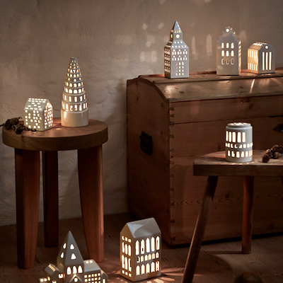 Kähler Urbania kirketårn lyshus hvid H20 cm