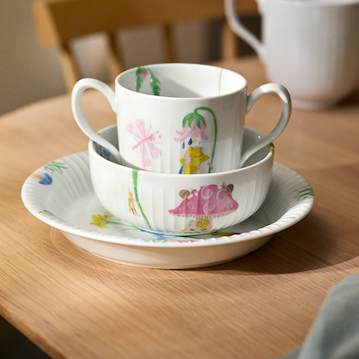 Kähler Hammershøi Kids spisesæt hvid porcelæn 3 stk.