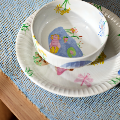 Kähler Hammershøi Kids spisesæt hvid porcelæn 3 stk.