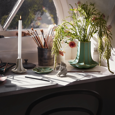 Kähler Kantarel vase grøn H 20,5 cm