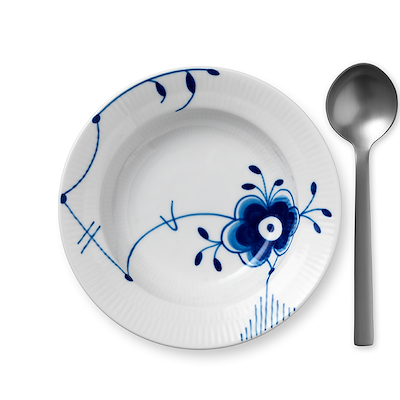 Royal Copenhagen Blå Mega Riflet dyb tallerken med kant 17 cm