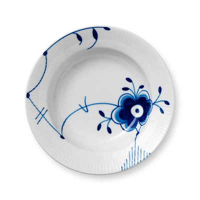 Royal Copenhagen Blå Mega Riflet dyb tallerken med kant 17 cm