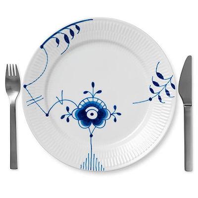 Royal Copenhagen Blå Mega Riflet nr. 6 tallerken 27 cm