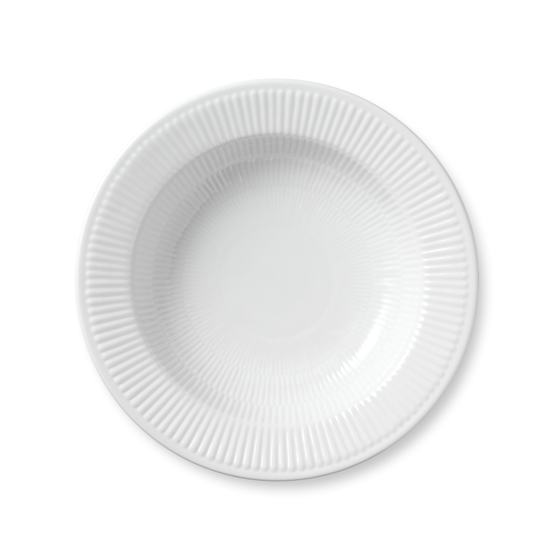 Royal Copenhagen Hvid Riflet dyb tallerken 30 cm