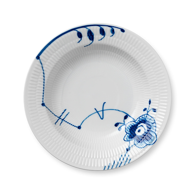 Royal Copenhagen Blå Mega Riflet dyb tallerken med kant 21 cm