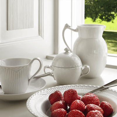 Royal Copenhagen Hvid Riflet kande hvid 90 cl