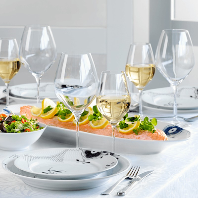Royal Copenhagen Blå Mega Riflet fad 60 cm