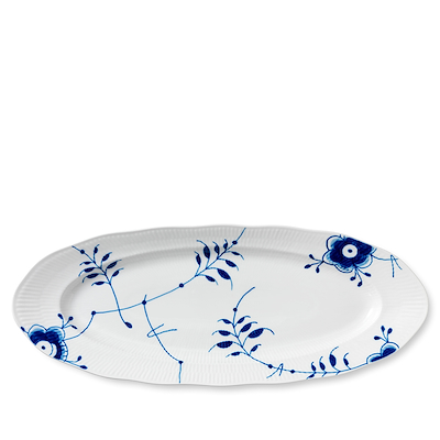 Royal Copenhagen blå Mega Riflet fad 60 cm