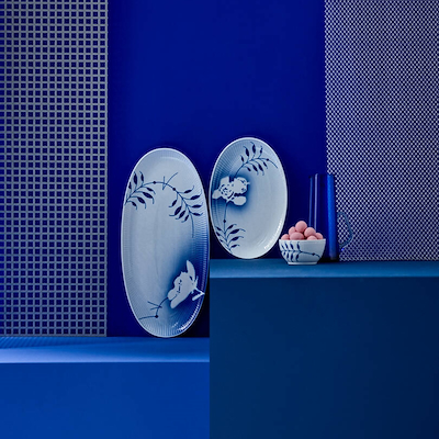 Royal Copenhagen Blå Mega Riflet skål 15 cl