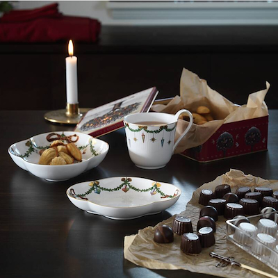 Royal Copenhagen Stjerne Riflet Jul fad hvid 22 cm