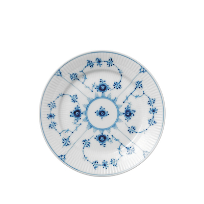 Royal Copenhagen Musselmalet Riflet tallerken blå Ø 22 cm