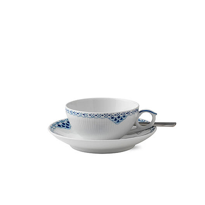 Royal Copenhagen Prinsesse kop med underkop blå 20 cl
