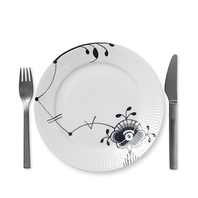 Royal Copenhagen Sort Mega Riflet nr. 6 tallerken 22 cm