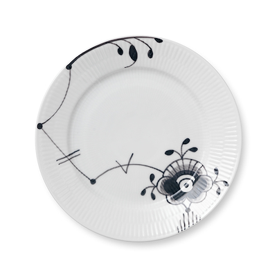 Royal Copenhagen Sort Mega Riflet nr. 6 tallerken 22 cm