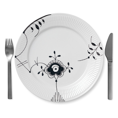 Royal Copenhagen Sort Mega Riflet nr. 6 tallerken 27 cm