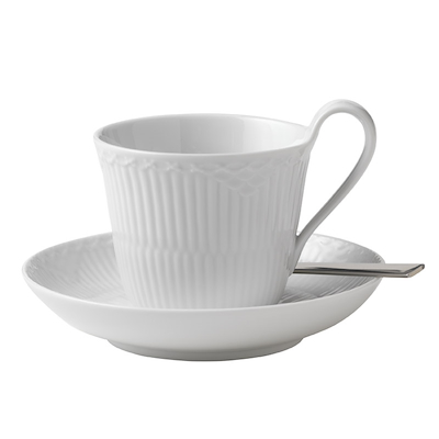 Royal Copenhagen Hvid Halvblonde kop og underkop hvid 25 cl