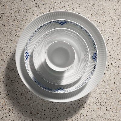 Royal Copenhagen Hvid Halvblonde flad tallerken 17 cm