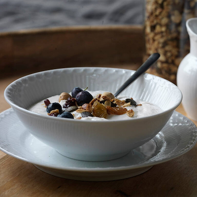 Royal Copenhagen Hvid Halvblonde flad tallerken 17 cm