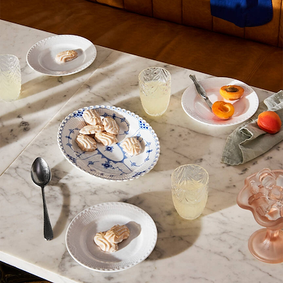 Royal Copenhagen Hvid Halvblonde flad tallerken 17 cm